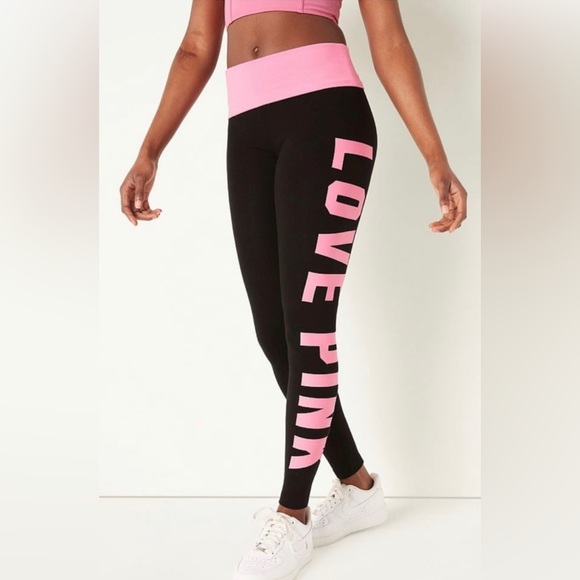 NWT VS PINK DREAMY PINK CAMPUS LONG SLEEVE AND MATCHING MID RISE LEGGINGS, LOGO - Picture 6 of 13